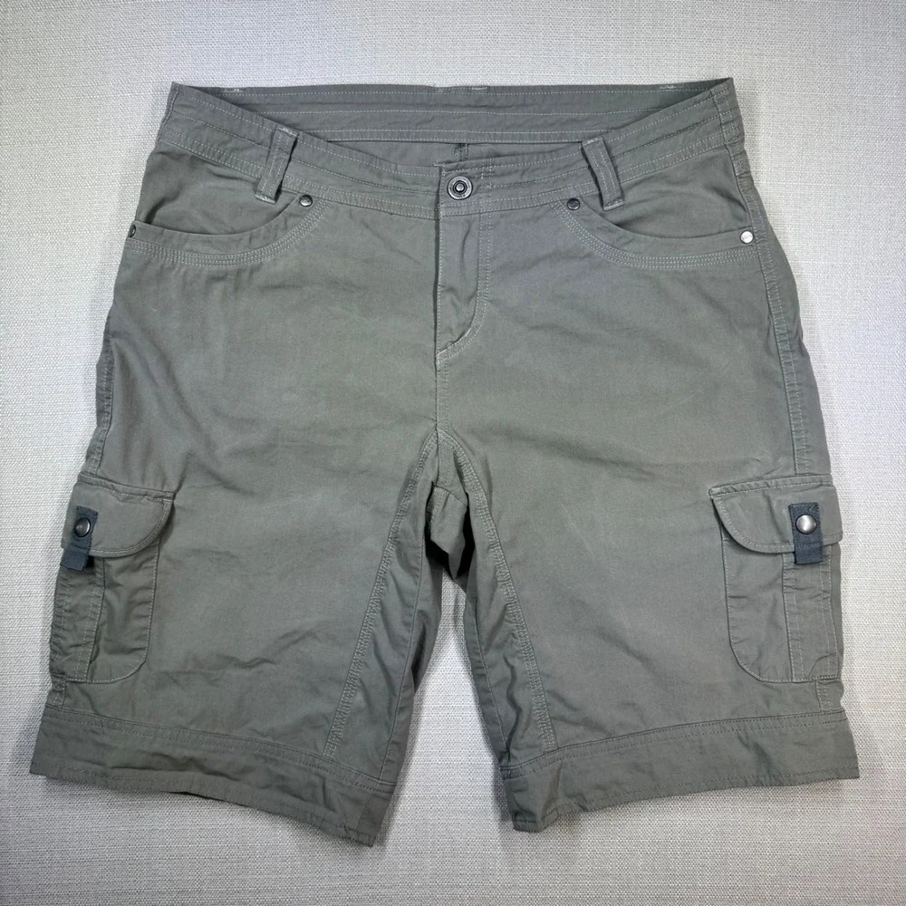KUHL Women's Cargo Shorts Olive Green Hiking Outdoor Multi Pocket Size 33